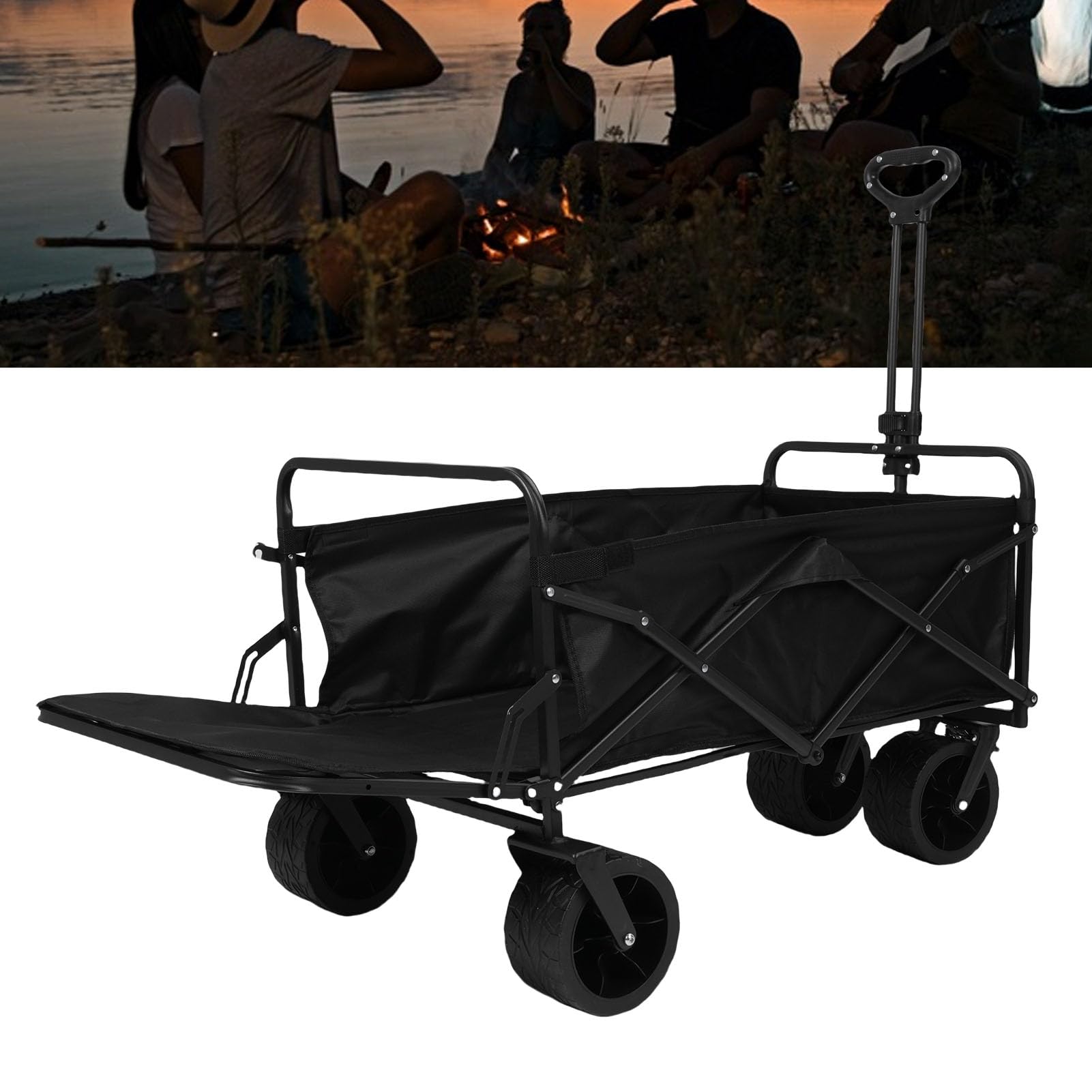 BRRNOO Carrello Pieghevole Utility con Capacità 150L, Telaio in Acciaio