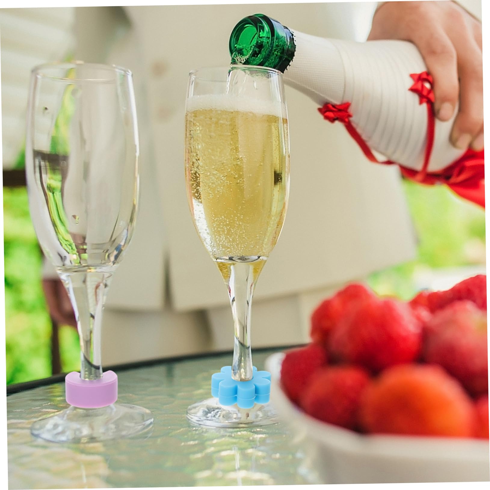 Abaodam 2 Ensembles D'Étiquettes De Verre De Vin Verres À Vin Décoratifs Verres À Vin En Silicone Marqueurs De Boisson Remplaçables Breloques De Vin Remplaçables Breloques De Vin De Fête