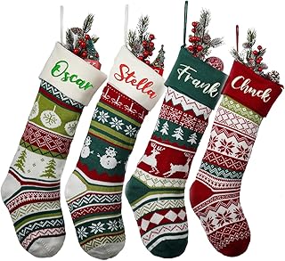 Custom Personalized Embroidered Knitted Christmas Stocking, Christmas Stockings with Name Christmas Gift 2023 Family Stockings Holiday Stockings Christmas Decor