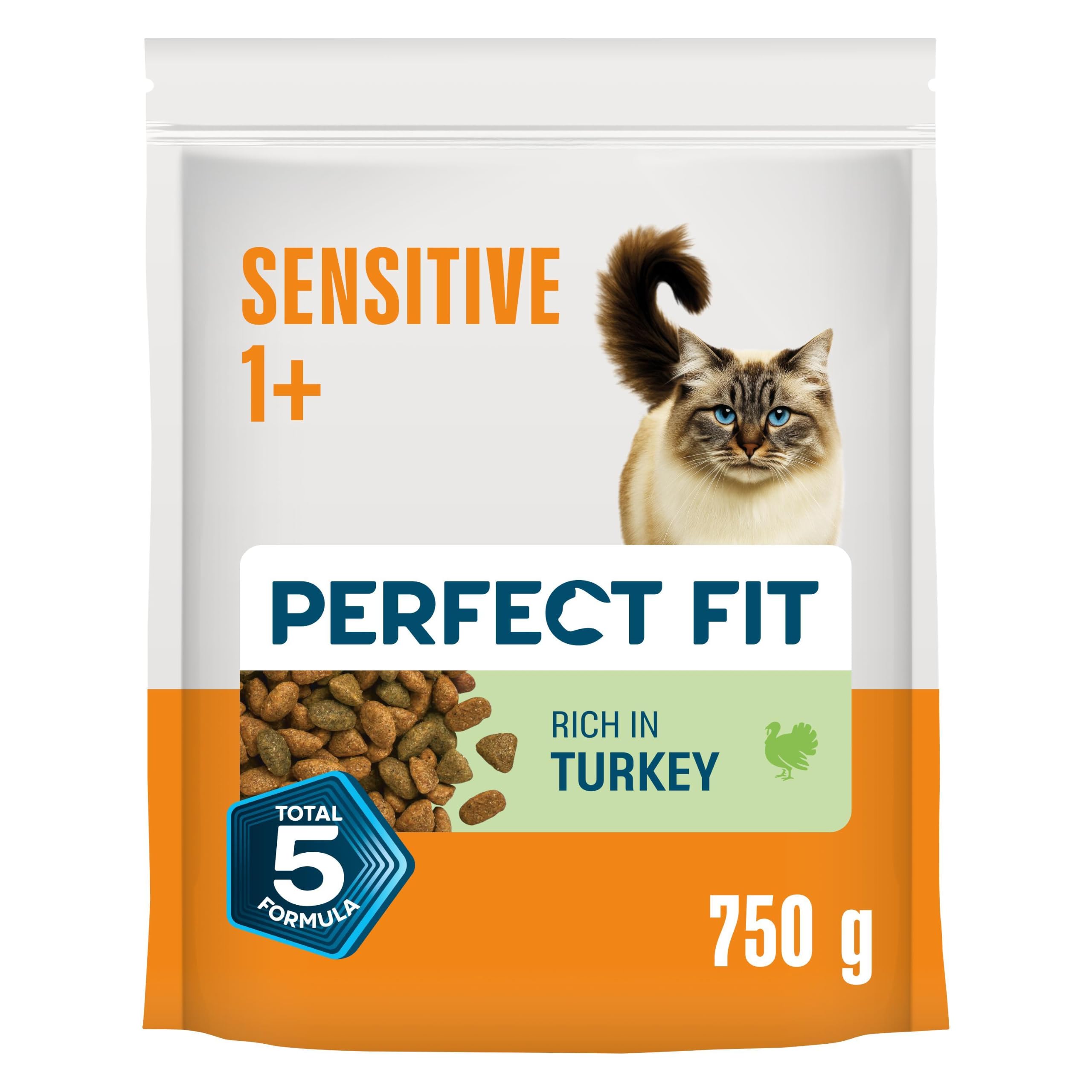 Perfect Fit Turkey Sensitive Cat Food Adult 1+ - 750G Size 1