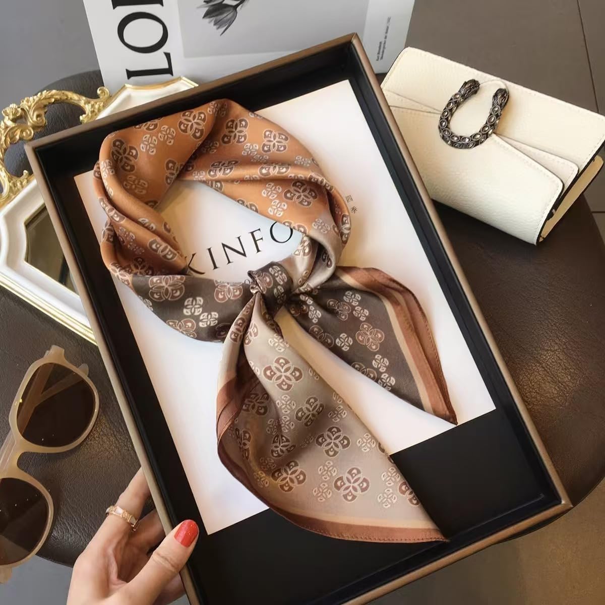 Hexchasty Head Hair Scarf Satin Silk Feeling Scarves for Women Lightweight Fashion Bag Purse Scarf for Handbags Accessories - Image 3