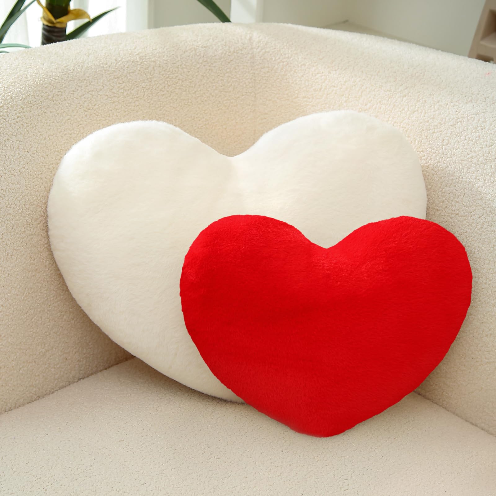 Amazon.com: CANGHI 2 Pcs Heart Pillows Red White Love Heart Shaped  display picture 1