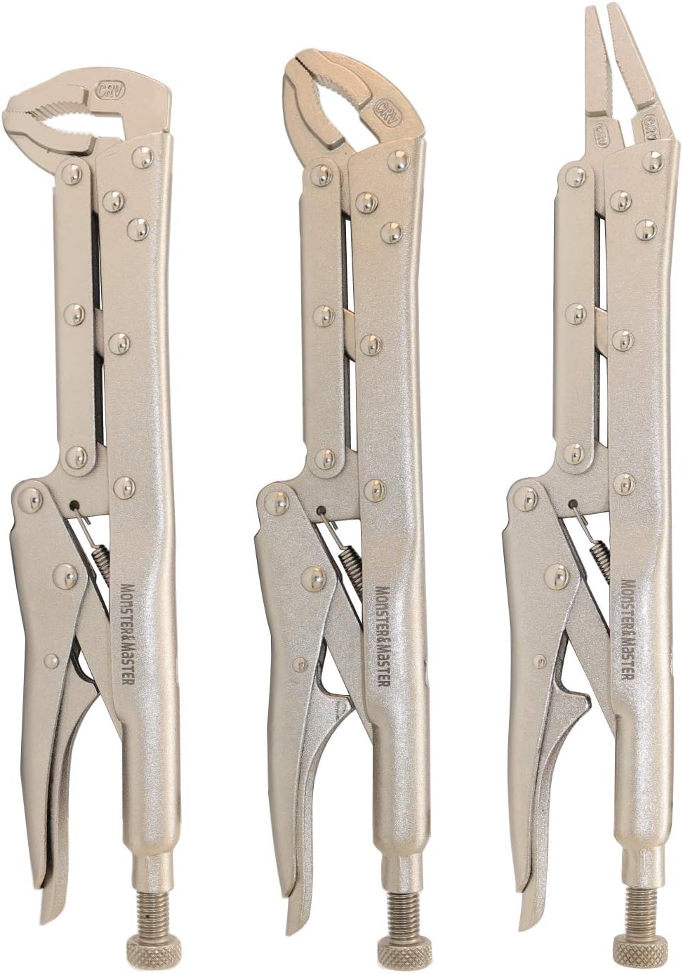 Monster & Master 12-inch Extended Locking Plier Set, Straight/45 Degree/80 Degrees, MM-LP-001-S2 - - 