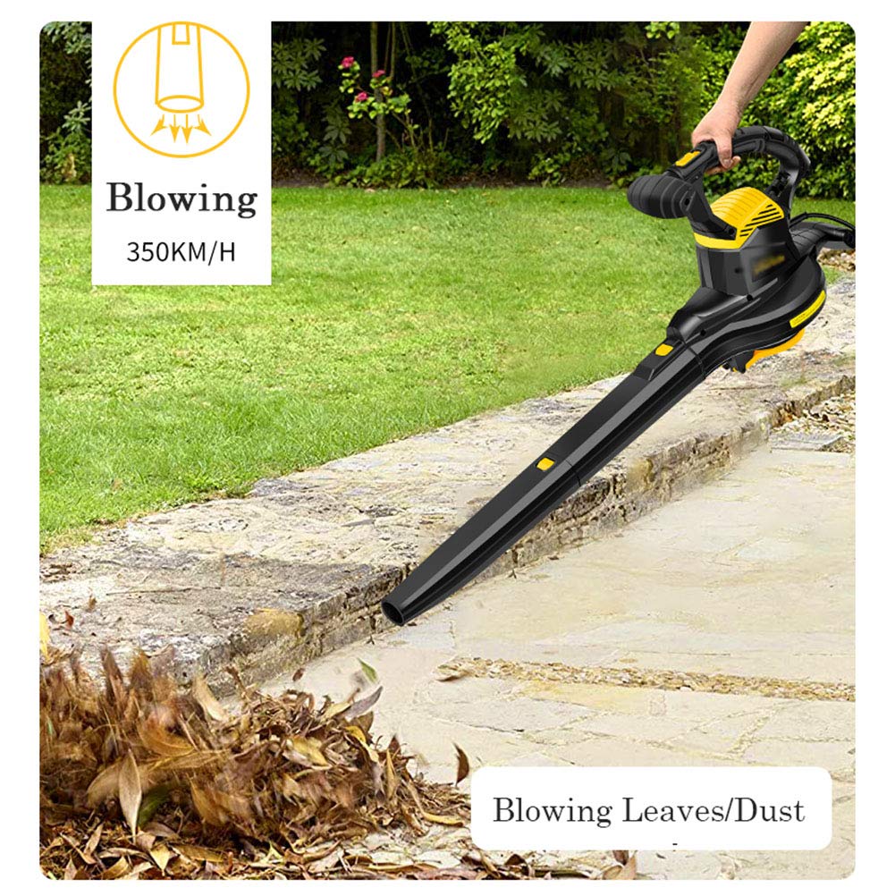 Poderoso Soplador de Hojascon Velocidad Variable,Soplador de Hojas Eléctrico con Cable y Triturador,Soplador/Aspiradora 2 en 1para Garaje Jardín y Patio