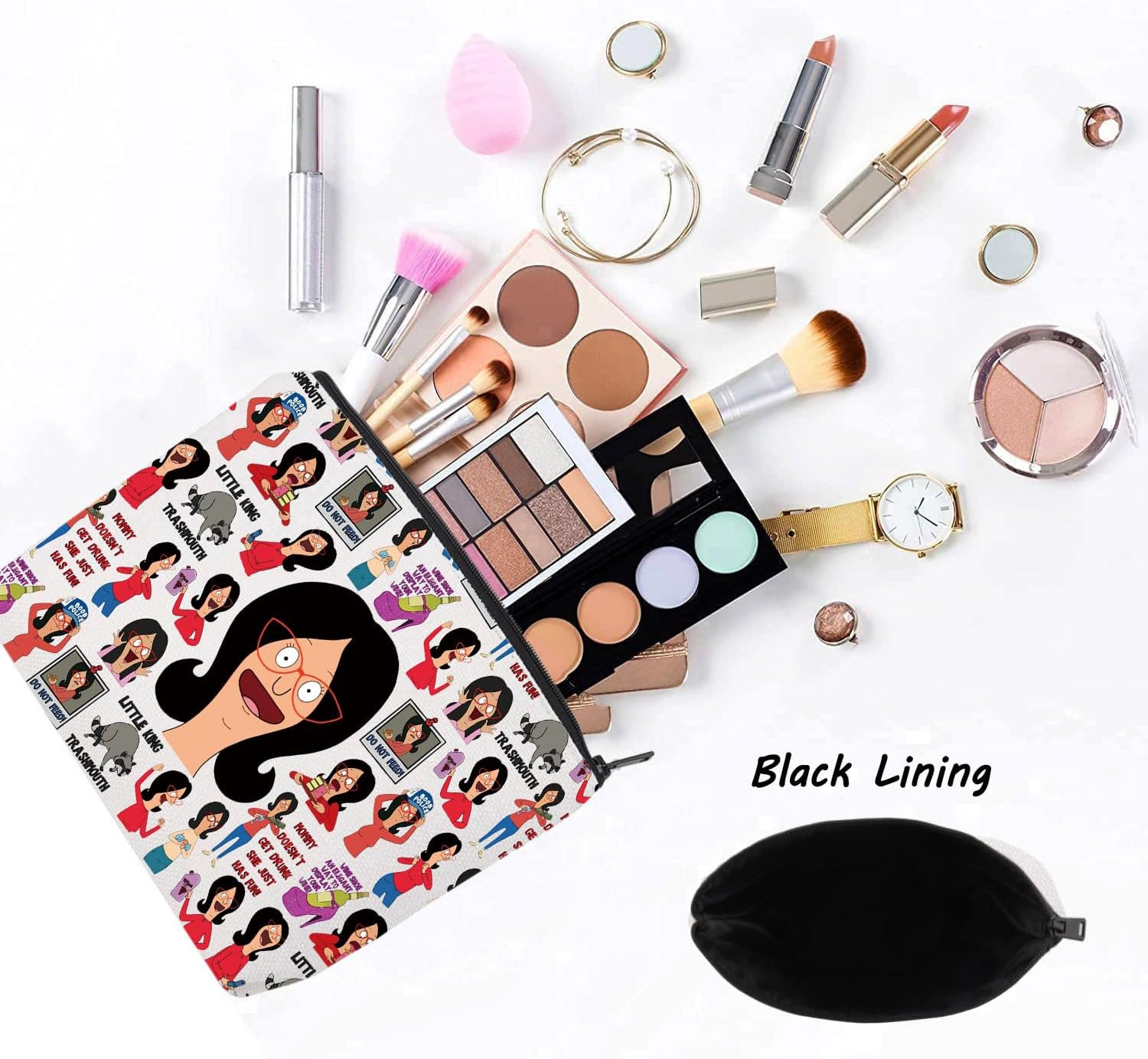 LEVLO Linda Belcher Cosmetic Makeup Bag Linda Belcher Fans Gift Bob's Family Zipper Pouch Bag CartoonTV Show Merch (Little King) - Image 3