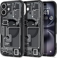 Vista 24 de Spigen - Funda Ultra Hybrid MagFit con impresión digital directa para iPhone 15/14/13, diseño Zero One, color negro, compatible con MagSafe