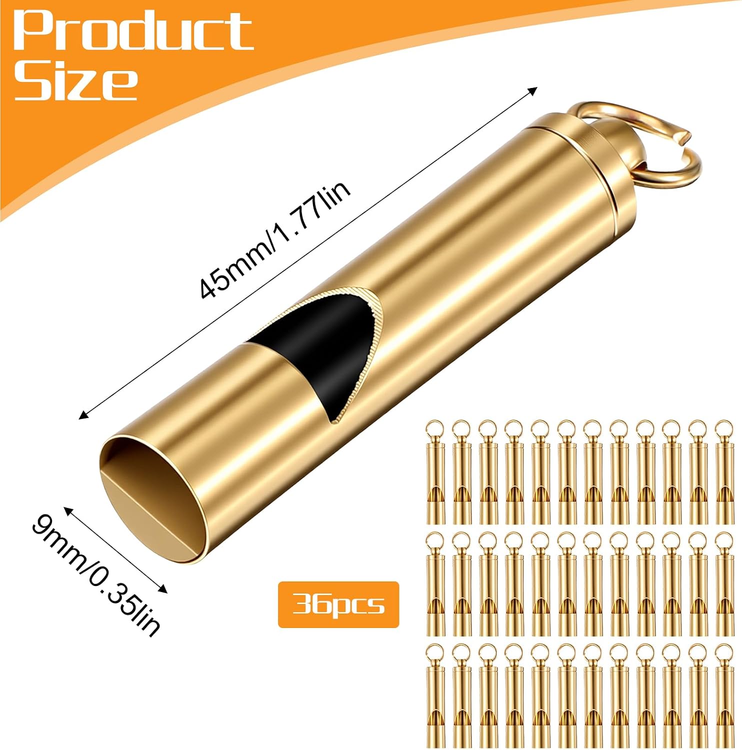 36 PCS Brass Safety Whistle, Emergency Whistle for Adults, Waterproof Survival Loud Whistles for Kayak, Hiking, Camping, Outdoor Gear