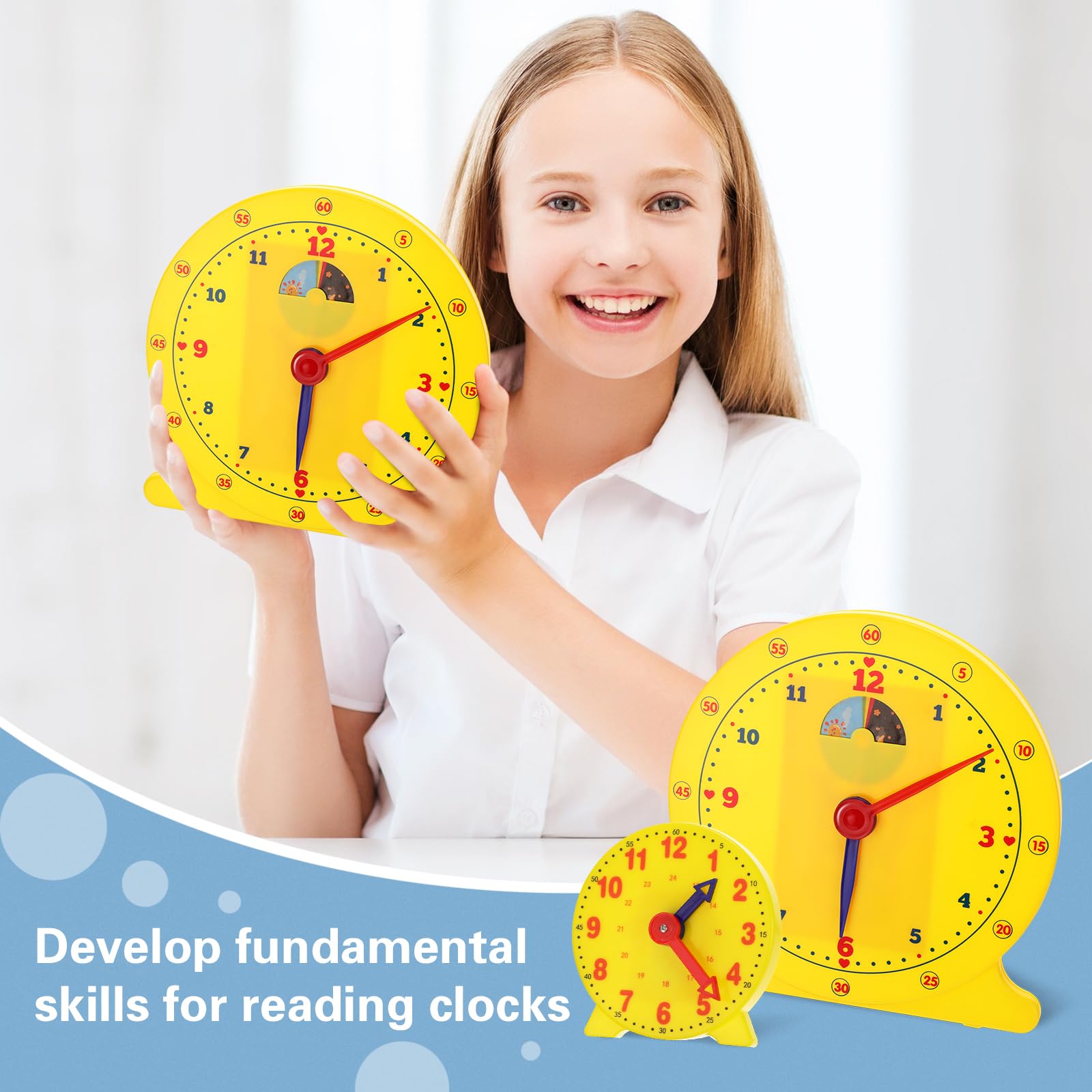 Kit de reloj de aula de 30 piezas, 24 horas, aprende a decir la hora, juguete de reloj de enseñanza para niños, recursos de tiempo de enseñanza para niños, suministros de aprendizaje para 6