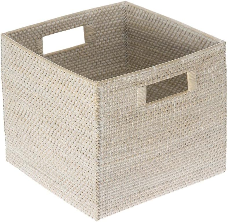 KOUBOO Laguna Square Rattan Storage Basket, White Wash