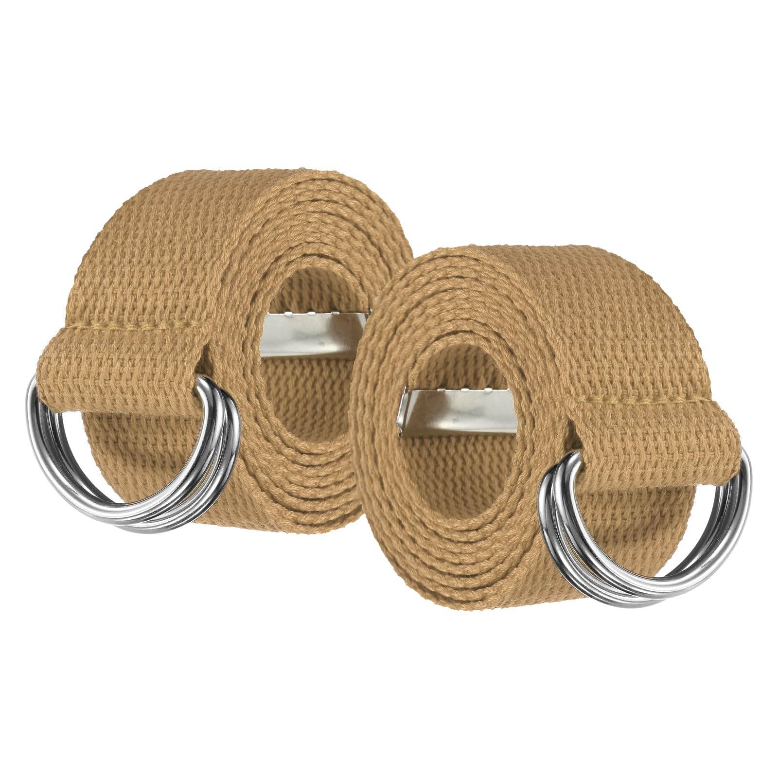 YELARXI Web Football Belt, Men Canvas Belt Web Flag Football D Ring, Adjustable Soccer Replacement Strap 51 Inch & 2 Pcs & Khaki -Fitting for (Men/Women/Outdoor/Sports/Practise) โ image 1