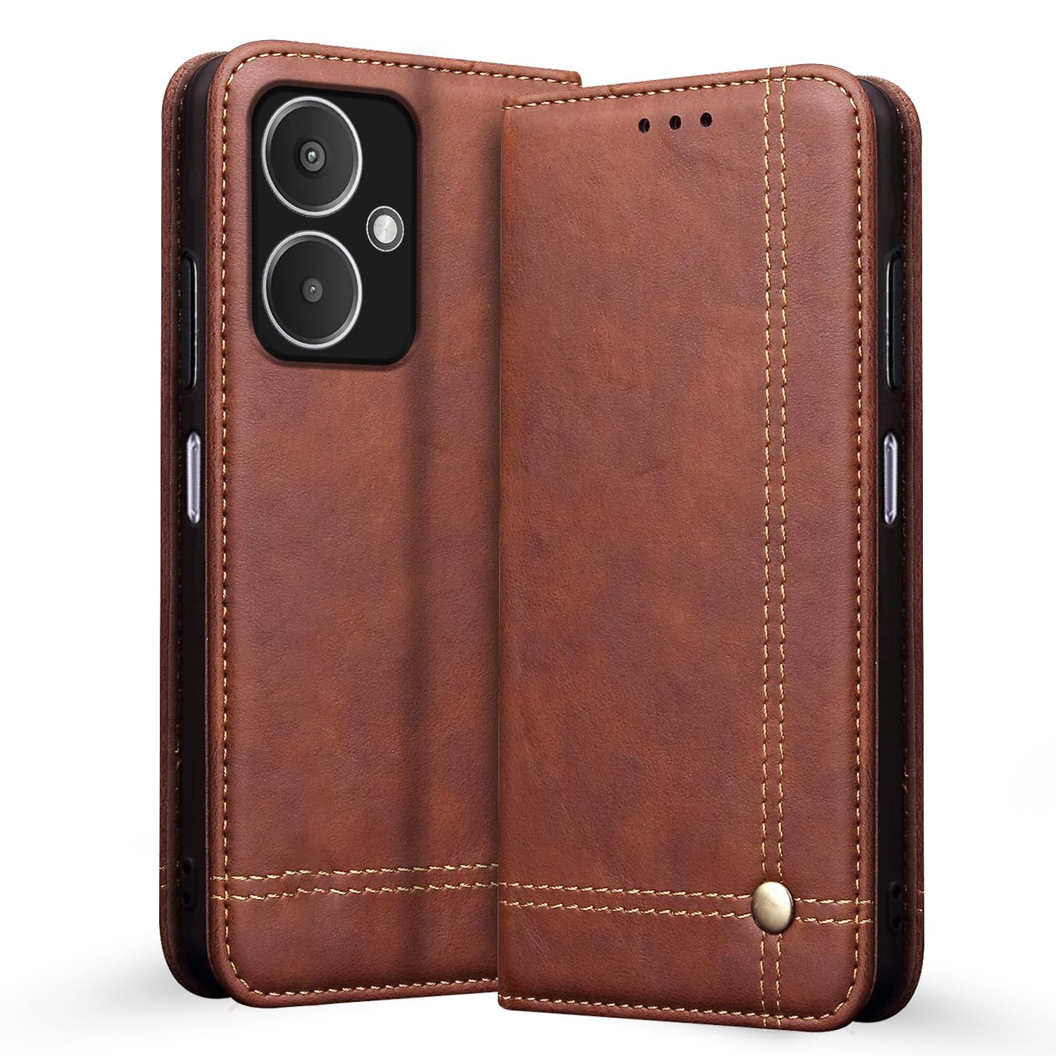 Pikkme Redmi 13C 5G Flip Cover | Strong Magnetic Closure | Genuine PU Leather Finish | Wallet Style with Inbuilt Pocket & Stand | Premium Look Magnetic Flip Case (Brown) (B0CQK9KV28) Amazon Price History, Amazon Price Tracker