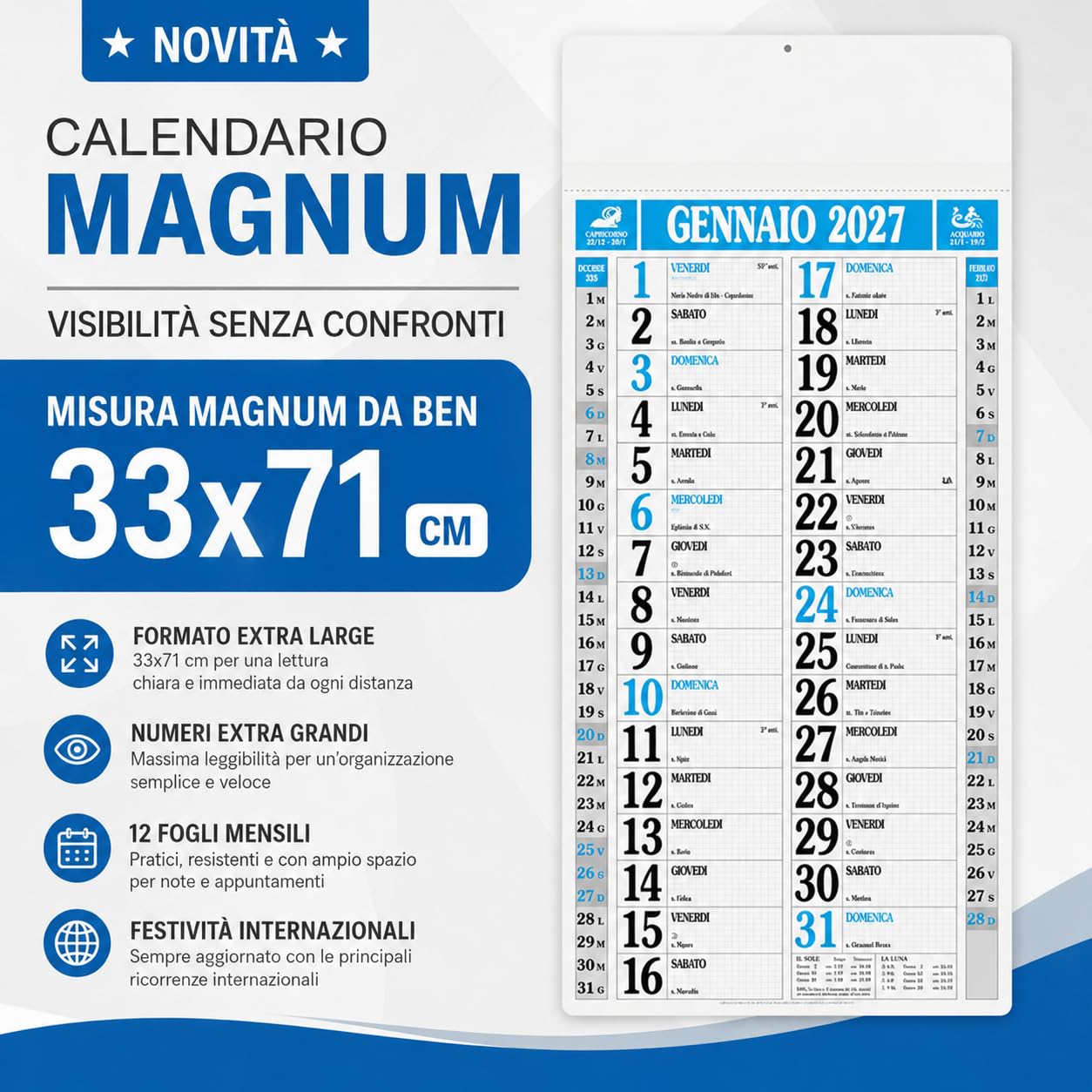 Calendari Personalizzati 2027 in Stock da 50 Pezzi Olandesi Grandi da Muro Notes Retro per Gadget Pubblicitari di Fine Anno e come Omaggio per i Clienti o Regali Aziendali | PA523