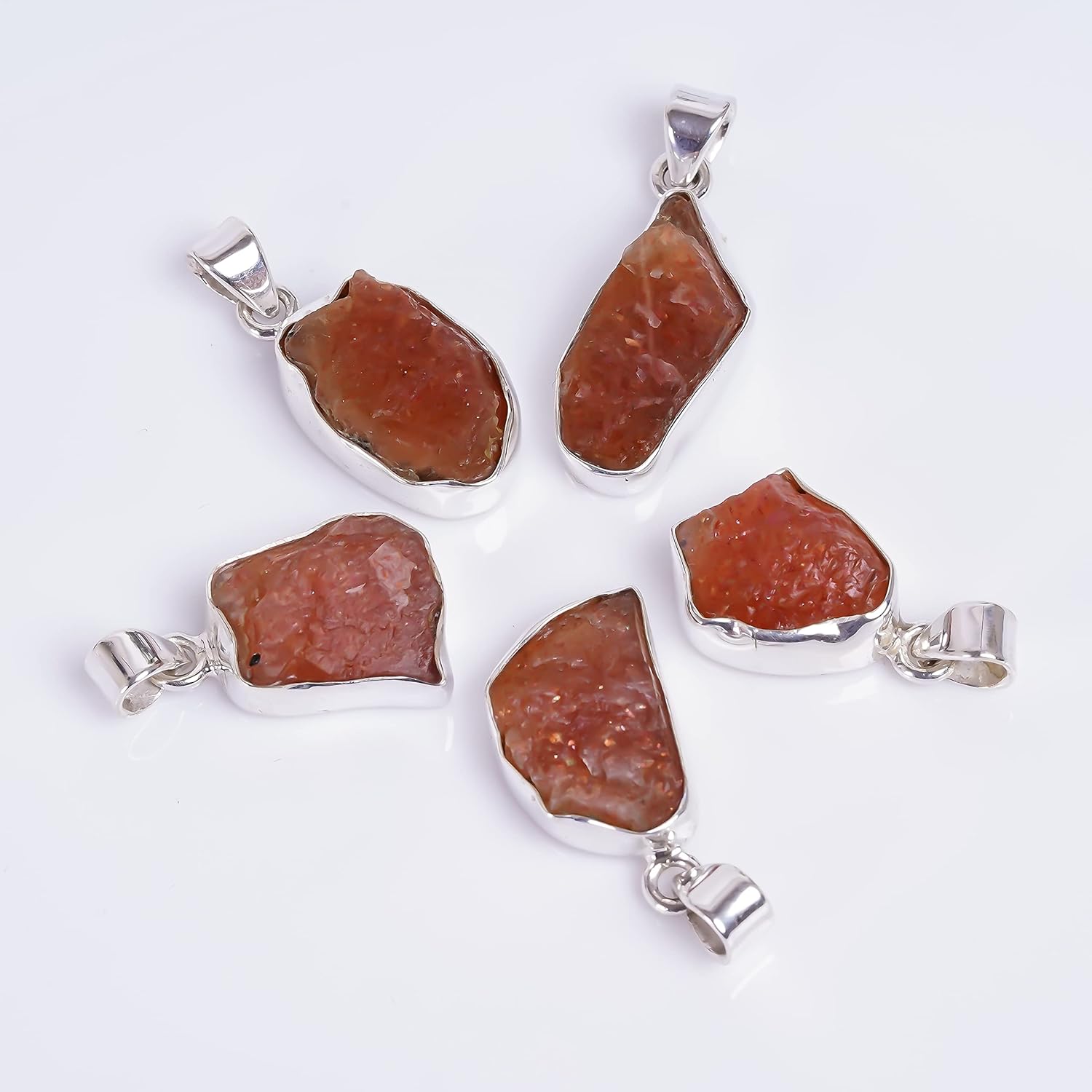 Natural Real Raw Sunstone Crystals Bezel Pendant Necklace, Birthstone, Healing Rough Gemstone, 925 Sterling Silver Jewelry 18 inch - Image 3