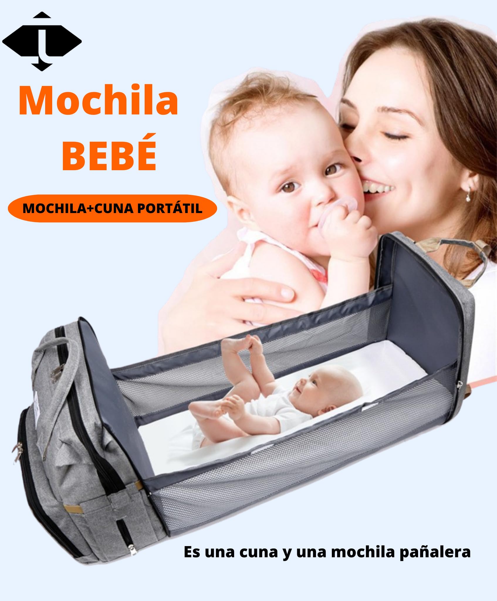 MOCHILA y PAÑALERA BEBÉ con CAMBIADOR para CARRO - MOCHILA MULTIFUNCIONAL IMPERMEABLE - PAÑALERAS y CARRITO MATERNIDAD - BOLSO GRANDE con GANCHOS