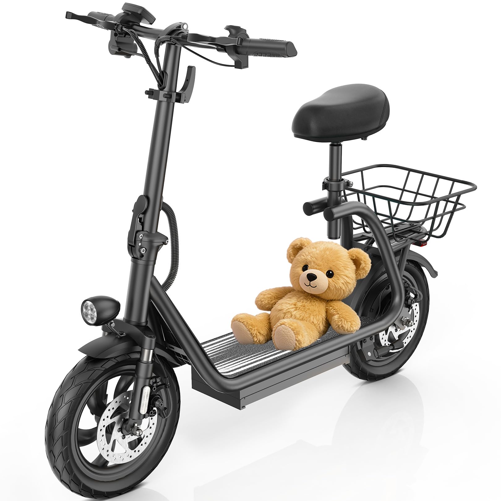 CaromaPeak 500W/800W/1200W Electric Scooter with Seat,12"/14" Fat Tire Electric Scooter for Adults,30 Miles Range&20MPH Max Speed,E Scooter 300 LBS Max Load