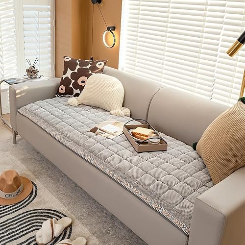 Funda protectora de sofá para perros, funda de sofá lavable para perros, funda antideslizante para sofá y cama para perros (color gris, 27.6 x 59.1