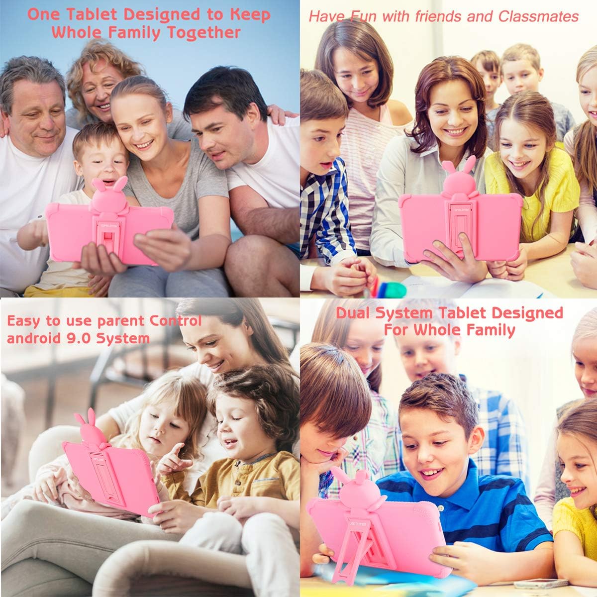 TOPELOTEK Kids Tablet Android Tablet for Kids 7 inch WiFi Toddler Tablet 32GB Quad Core Kids Tablets Support Bluetooth Camera Support Netflix YouTube Parental Control 4000mAh Boys Girls (Pink)