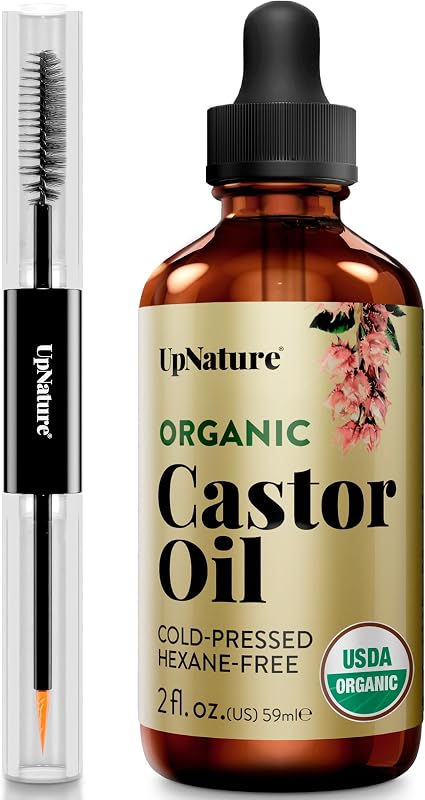 UpNature Castor Oil Eyelash & Eyebrow Growth Serum, USDA Organic, 2oz