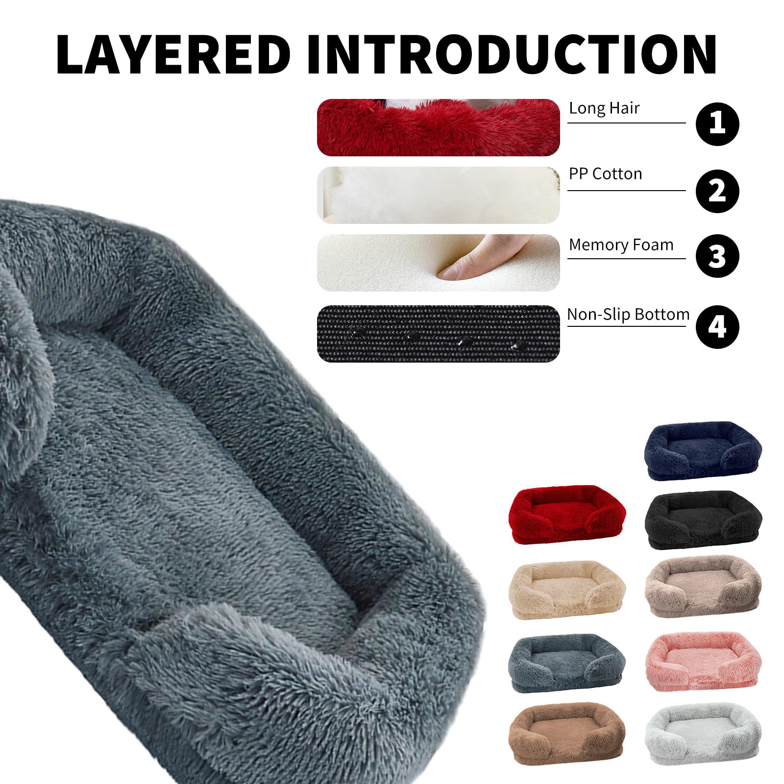 PETCUTE Materassino Cane, Cuccia Invernale Morbida per Cani con Rivestimento in Peluche, Fondo Antiscivolo e Copertura Estraibile - Letto Caldo Lavabile per Animali Domestici XXL-Grigio Scuro