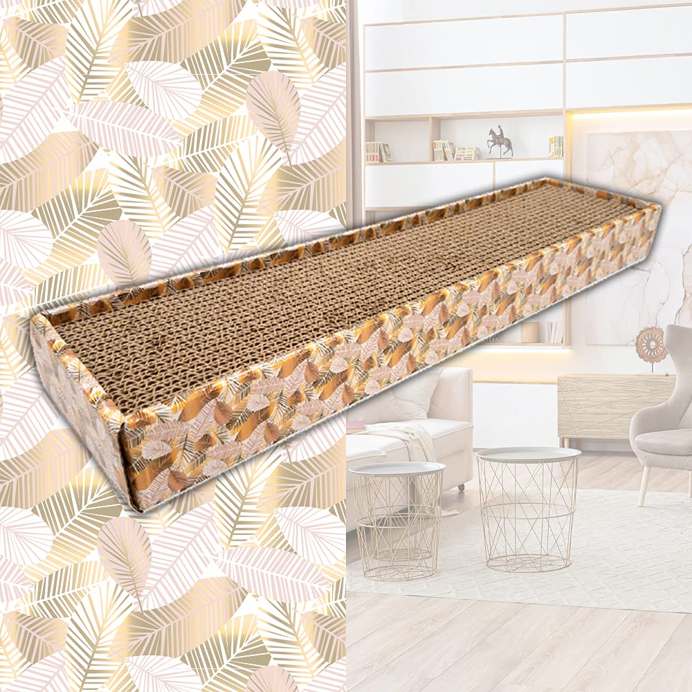 Croci Katzenkratzbaum Aus Pappe – 2-lagig, Mit Katzenminze, 48 X 12,5 X 5 Cm, Walnuss-Design