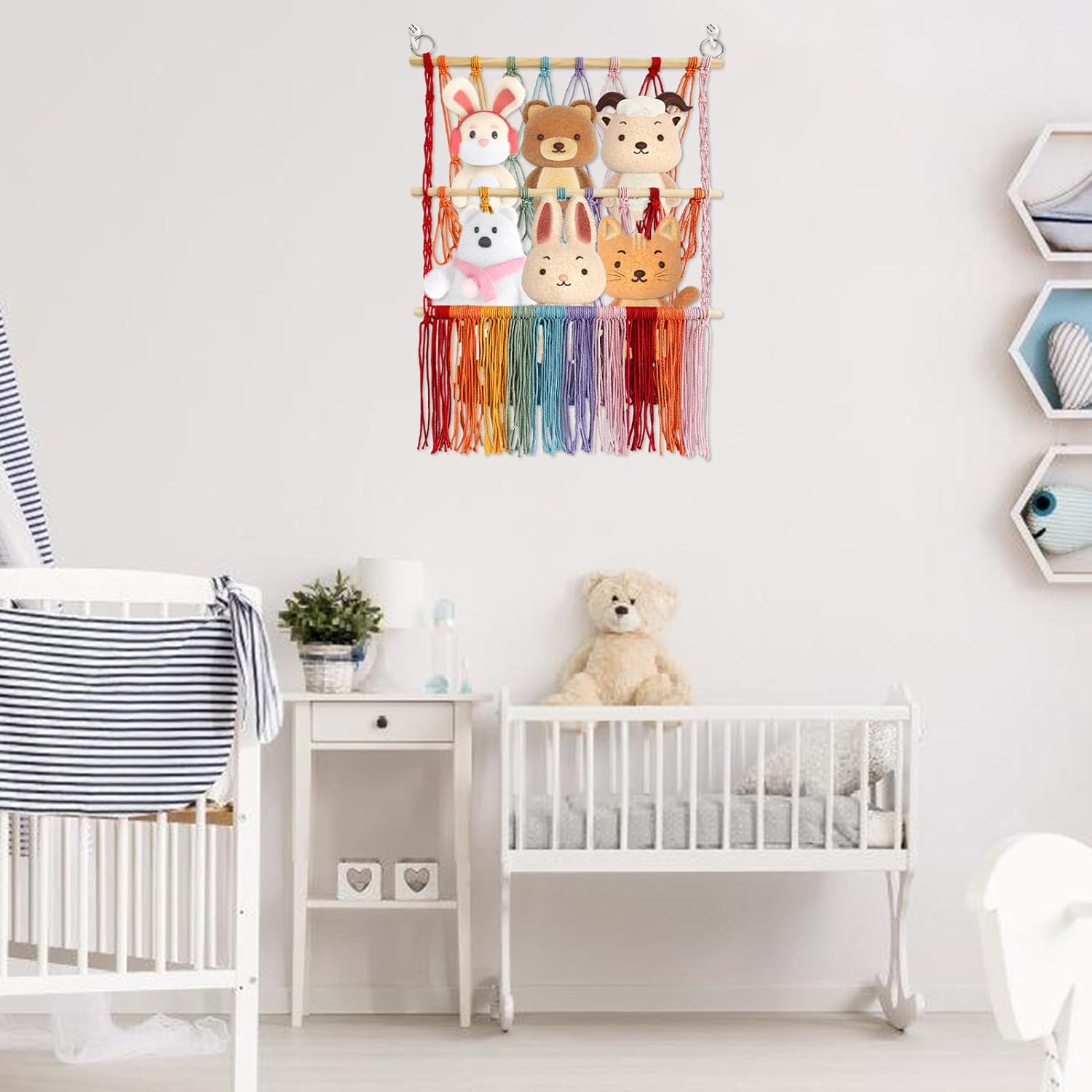 Plush Toy Storage Net | Home Decor 2 Levels to , Plush Toy Organizer Net for Bedroom, Room, Playroom, Living Room, Closet, Dorm, Entryway, Entryway, Year Gift