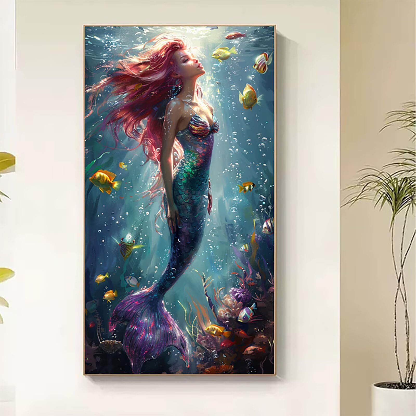 Dipingere con i Numeri Adulti Mermaid, Dipingere con i Numeri Pescare, Fai da te Paint by Numbers per Principianti, Hobby Creativi Adulti, Painting by Numbers per Decorazioni Casa 80x160cm D-1200