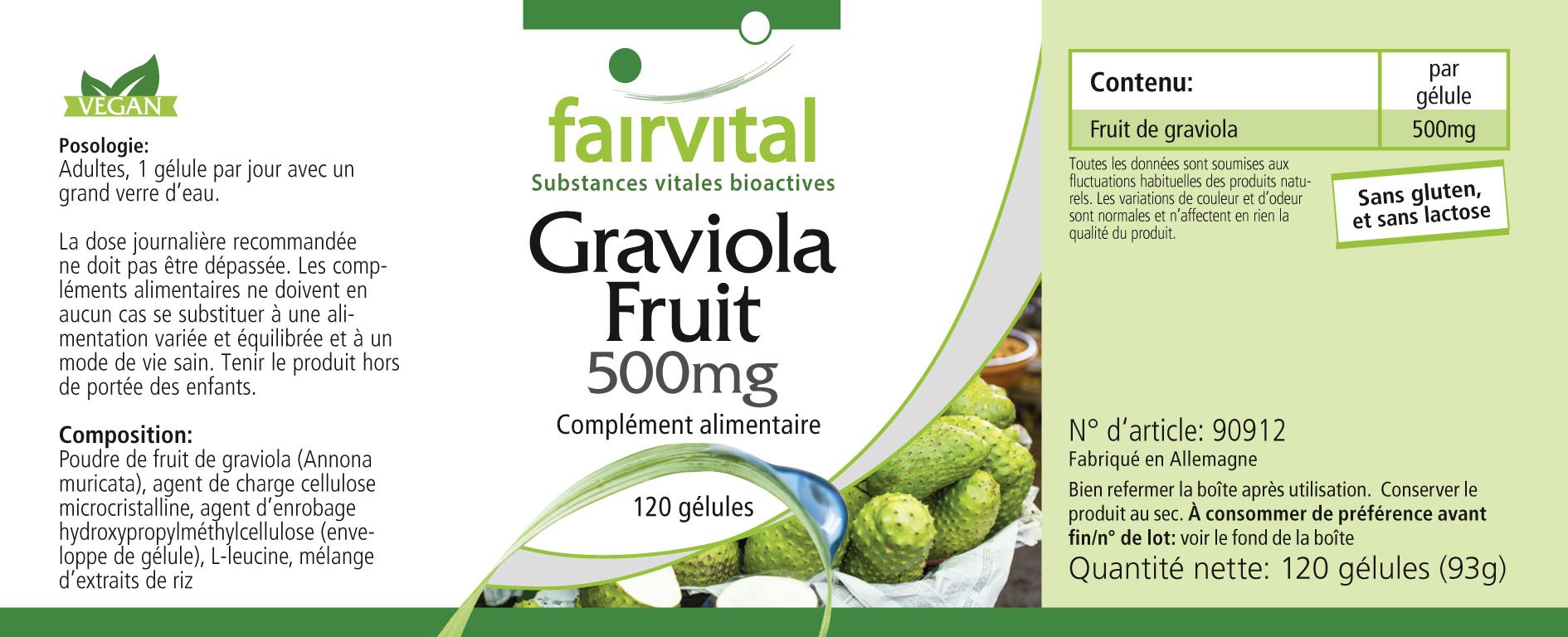 fairvital Graviola Frucht Kapseln 500mg, 120 Kapseln, HOCHDOSIERT, VEGAN (Packung mit 2)