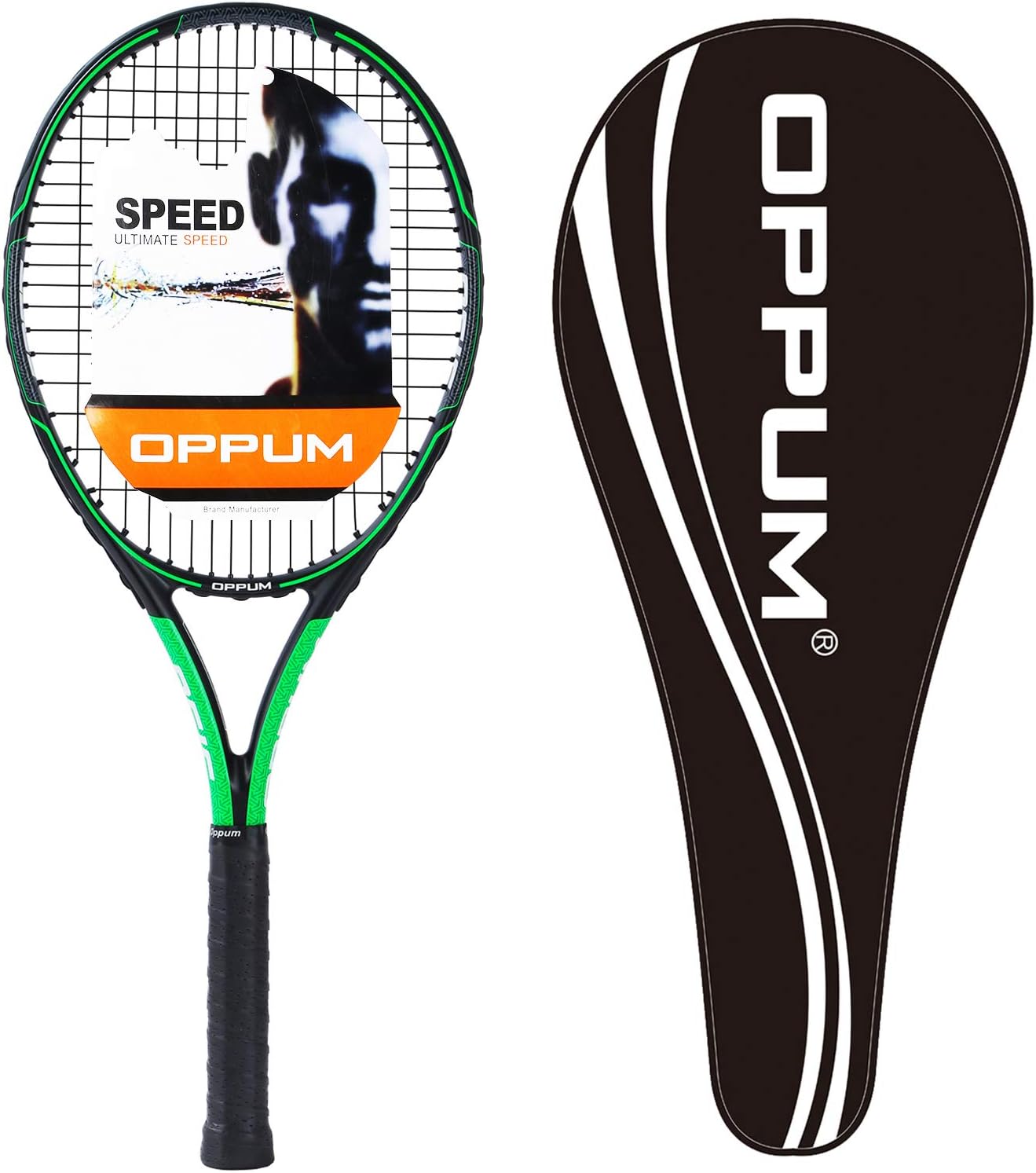 OPPUM Adult Carbon Fiber Tennis Racket, Super Light Weight Tennis Racquets Shock-Proof and Throw-Proof,Include Tennis Bag Tennis Overgrip