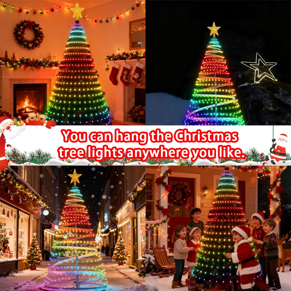 Guirlande lumineuse pour sapin de Noël - 400 LED - Étanche IP65 - Éclairage de Noël - Contrôle par application - Port USB - Éclairage de Noël
