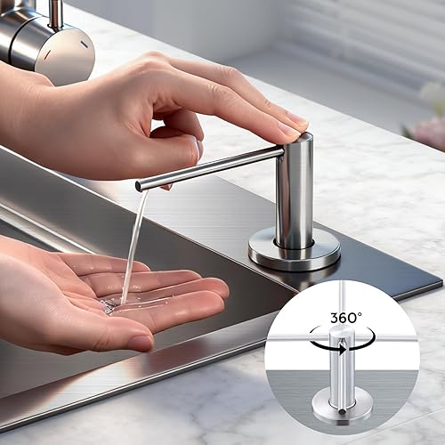 Miniatura 4 de GAPPO Dispensador de jabón para fregadero de cocina, dispensador de jabón integrado para fregadero, cabezal de bomba de acero inoxidable de níquel
