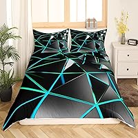 Vista 10 de Funda de edredón hexagonal verde estereoscópica de nido de abeja para niños, diseño geométrico de colmena, funda de edredón geométrica de panal