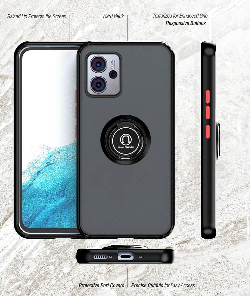 SEAHAI Hülle Für Motorola Moto G14 – Mattiert, Mit 360° Ring-Ständer, Stoßfest, Rot