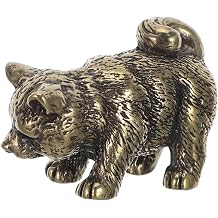 Brass Mini Dog Figurine Small Puppy Statue Miniature Brass Sculpture Animal Figurines for Adults Home Decor Bookshelf Desktop Ornament