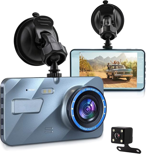 IBAYE Dash Cam for Car, Dash Cam Front and Rear 1080P Full HD, 4'' Screen Car Camera 170°Wide Angle, G-Sensor, Loop Recording, Parking Monitor, Night Vision, Motion Detection