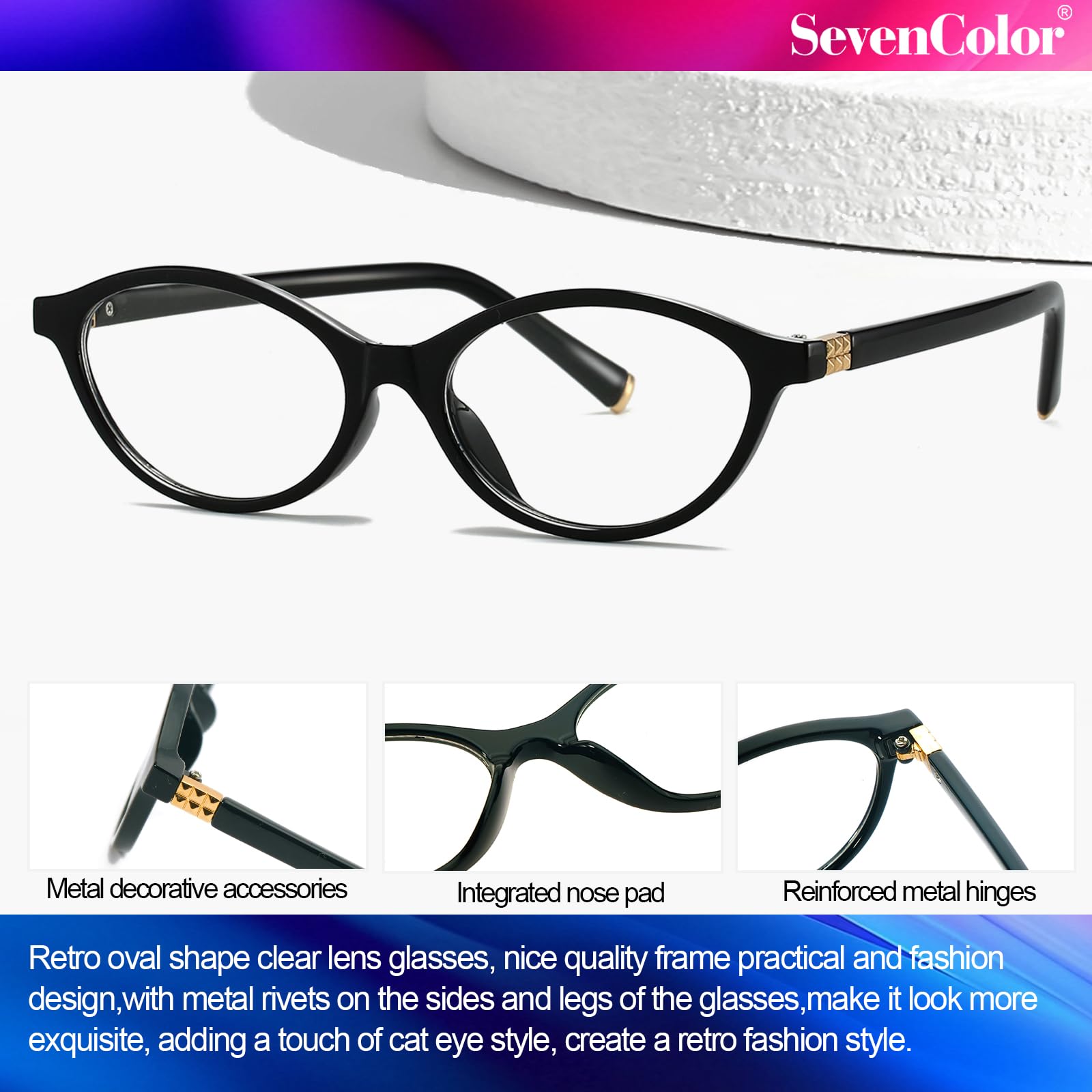 Ovale Retro-Brille für Damen, rund, blaues Licht, blockierende Brille, 90er-Jahre, ovale Brille