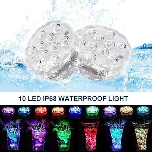 Luces LED sumergibles con control remoto, 16 colores cambiantes, impermeables, luces de té LED, lámpara de piscina, luz de estanque subacuática a