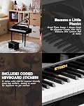 STRICH 37 Keys Kids Piano Keyboard Set, Mini Grand Digital Piano for Kids With Stand Chair, Wood Piano for 3+ Girls and Boys, Classic Black, SEK-60