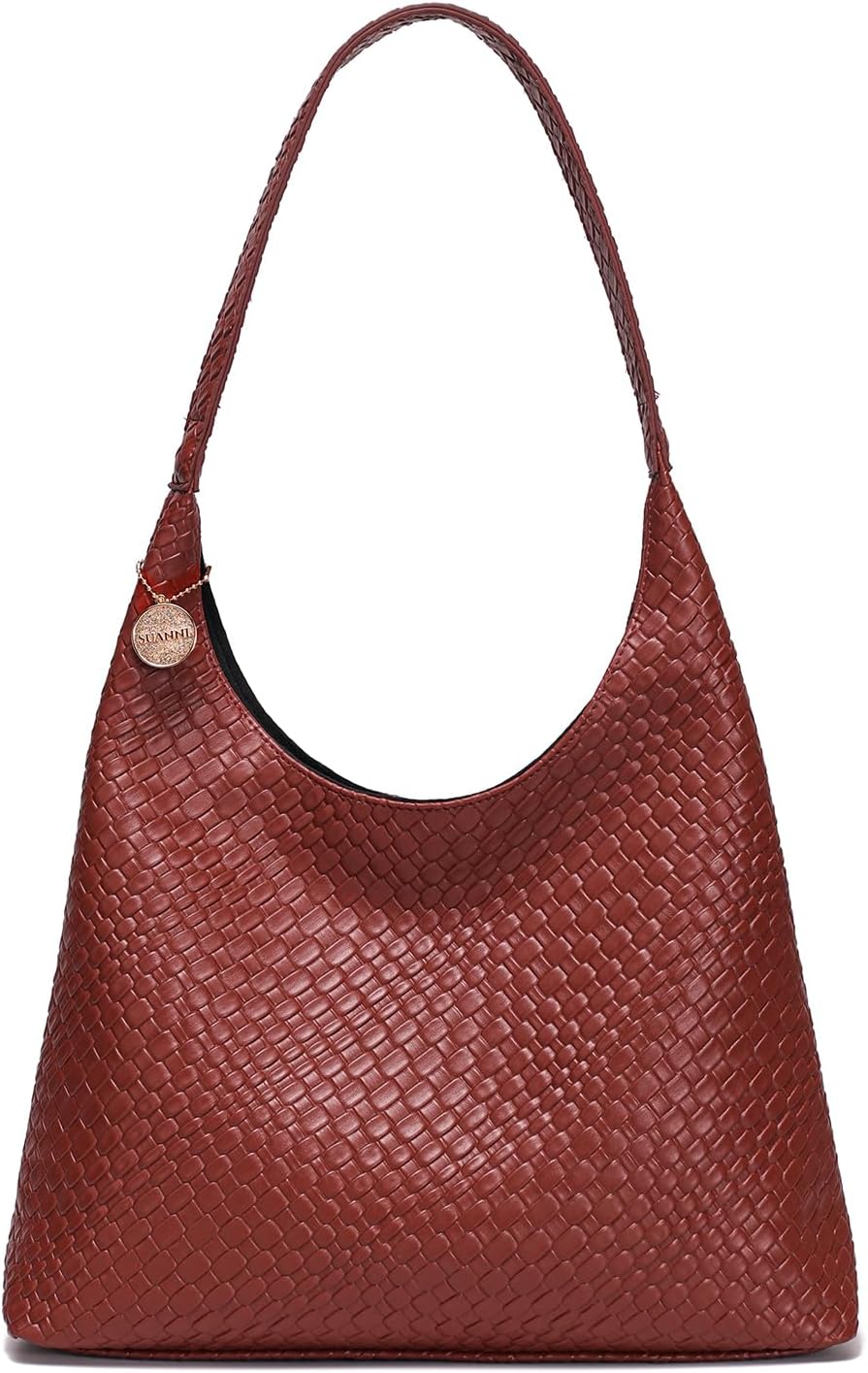 Woven Tote Bag for Women, Vegan Leather Purses, Large Slouchy Shoulder Hobo Bags, Handbag with Zipper for Everyday Woven Tote Bag for Women, Vegan Leather Purses, Large Slouchy Shoulder Hobo Bags, Handbag with Zipper for Everyday
