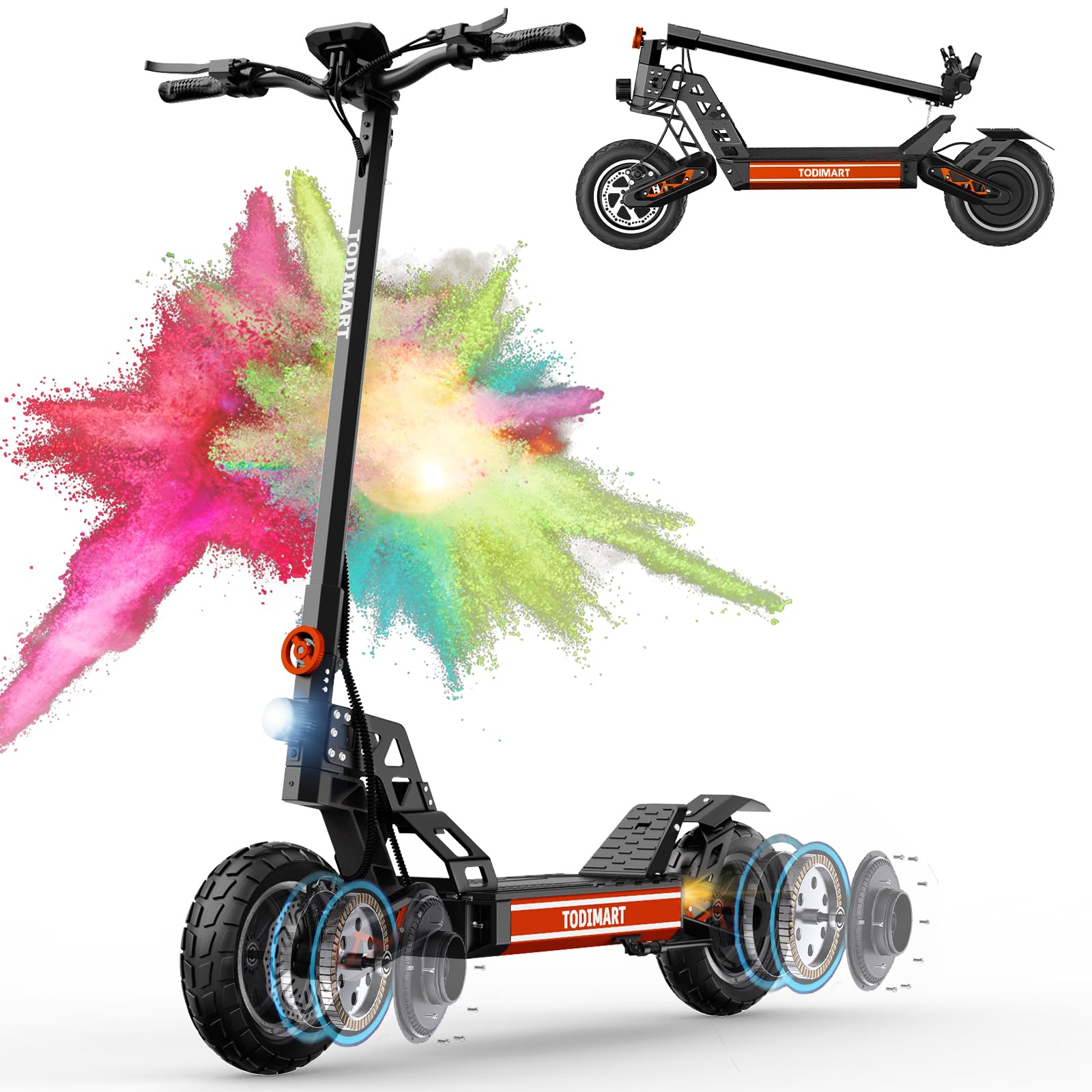 TODIMART Trottinette Électrique S9 – Moteur 1000W, Batterie 48V 20.8Ah, Autonomie 55-65km, Pneus 10″ Tout-Terrain