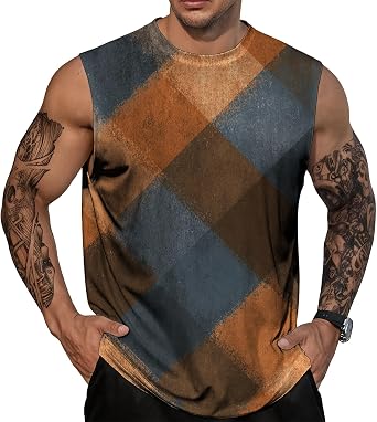 Sleeveless Graphic Shirts for Men 2025 Summer Crewneck Casual Basic Tees Trendy Printed Vintage Beah Comfy Tops