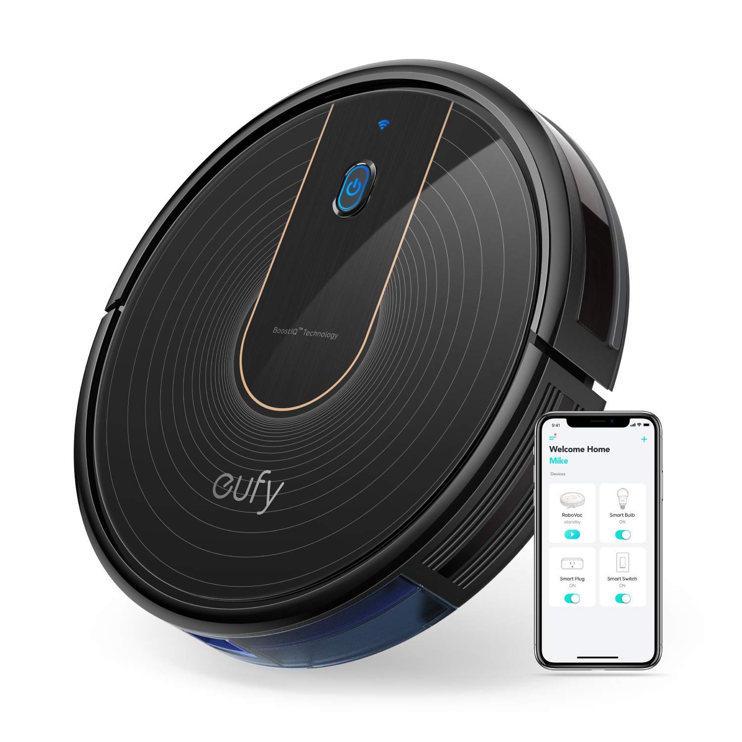 eufy by Anker RoboVac 15C Saugroboter [BoostIQ] mit WLAN Funktion, extrem flaches Design, 1300Pa Saugkraft, Geräuscharmer Betrieb, Selbstaufladender Staubsaugerroboter (Generalüberholt)