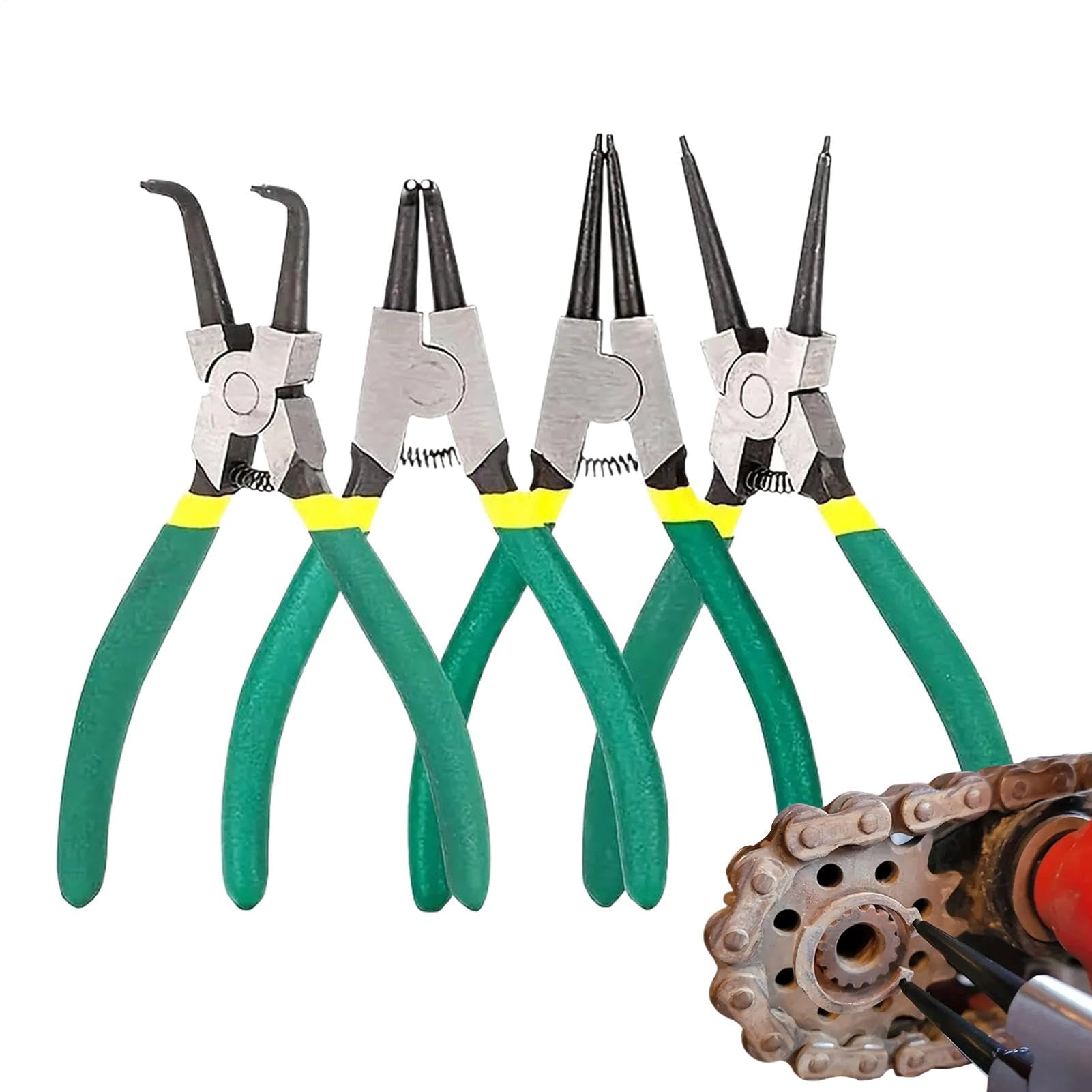 Kit Pinze Per Anelli Elastici Pinze A Molla, Punte A Ganasce Curve, Gancio | Circlip Estrattore Multifunzione Interno Ed Esterno Per Anelli Elastici Riparazioni Auto E Officina Meccanica