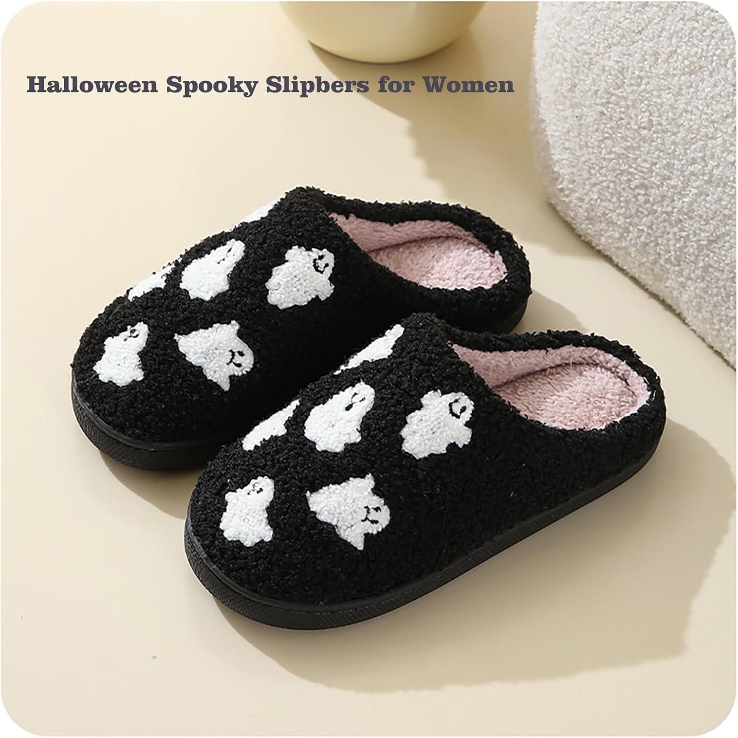 Pantoufle,Chaussons Fourrés Chauds En Peluche Qualité EVA, Pantoufles Plates Imperméables