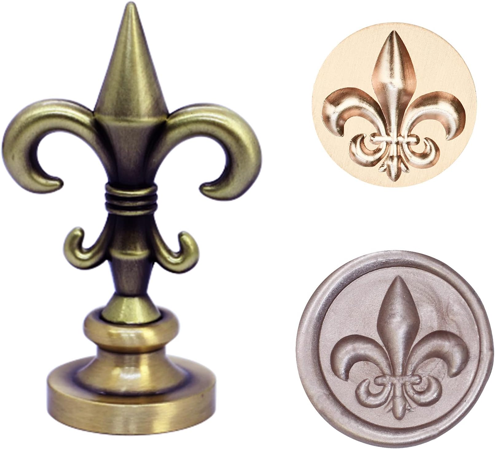 SWANGSA 3D Wax Seal Stamp Fleur De Lis, Vintage Flower Electroplated Bronze Handle Sealing Stamp for Wedding Party Invitations Gift Idea Decoration