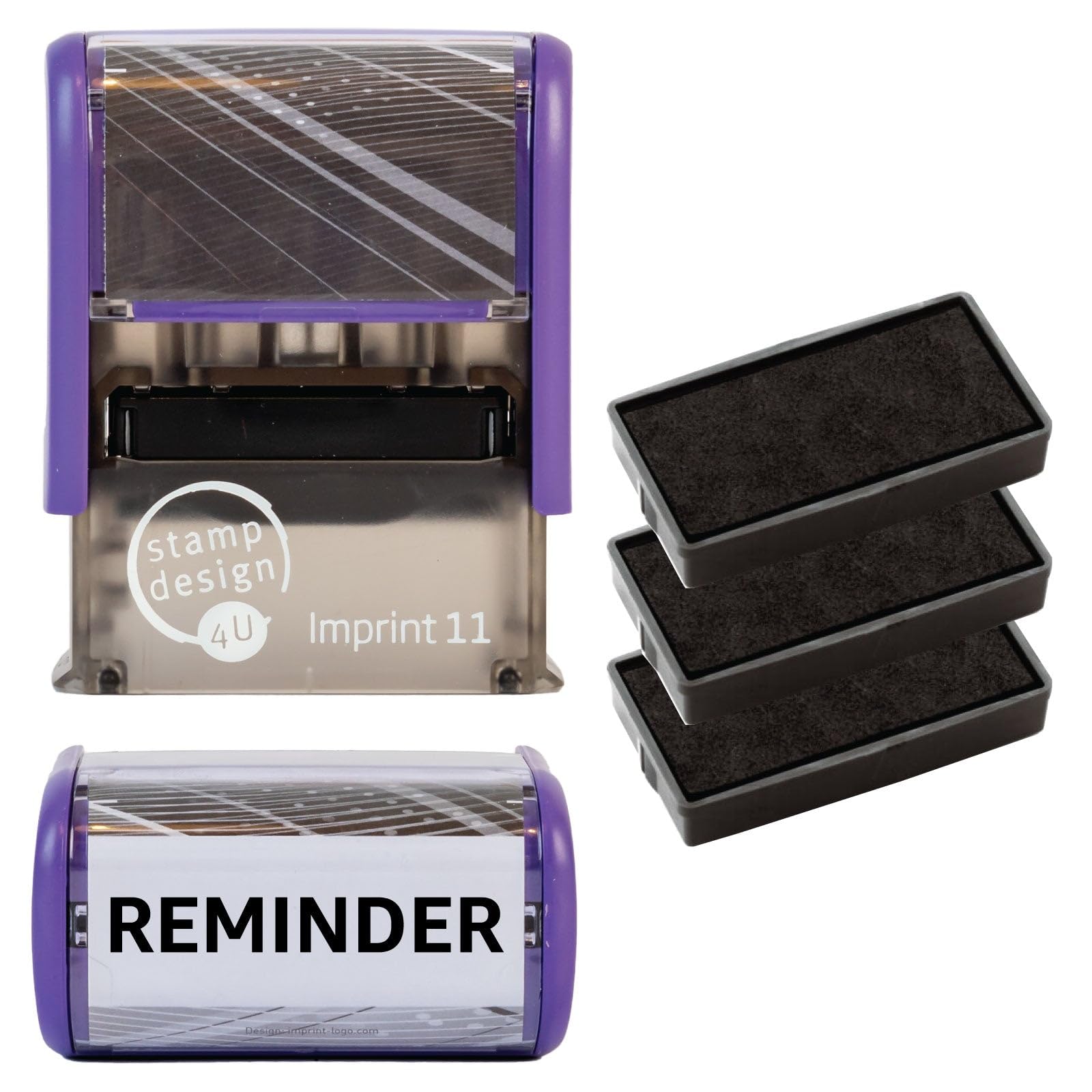 Reminder Self Inking Rubber Stamp for Stamping Your Reminder Documents - Black Reminder Stamp with 3 Extra Inkpad