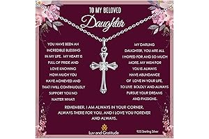 Cross Necklace for Mom: Sterling Silver Cross Necklace for Daughter from Mom and Dad