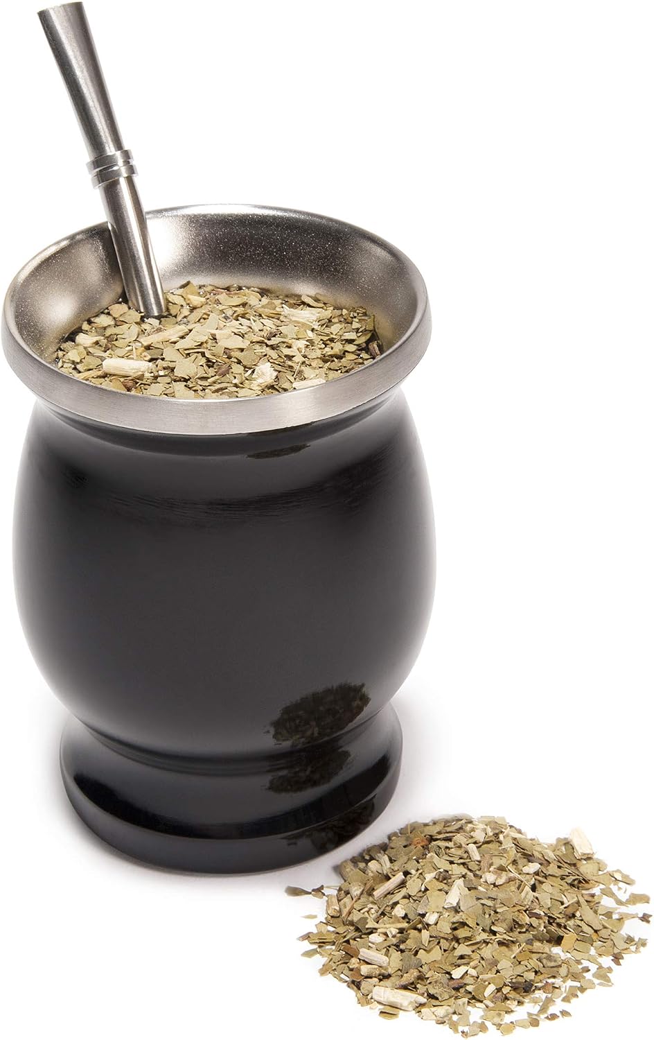 El Tigre Double-Wall Stainless Steel Yerba Mate Set - Includes Yerba Mate Gourd (Cup) with Two Bombillas and Cleaning Brush