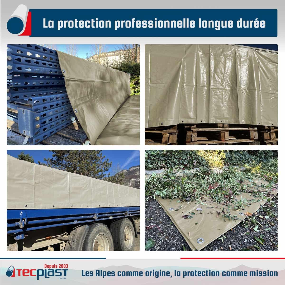 TECPLAST Bâche de Chantier 3x5 m LP506CH Blanc Crème - Garantie 5 Ans - Bâche de Protection étanche en PVC pour Travaux