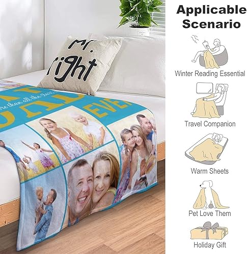 Miniatura 4 de Manta personalizada para el Día del Padre, regalo de hija, hijo, esposa, manta con imagen personalizada para papá, manta con imagen personalizada