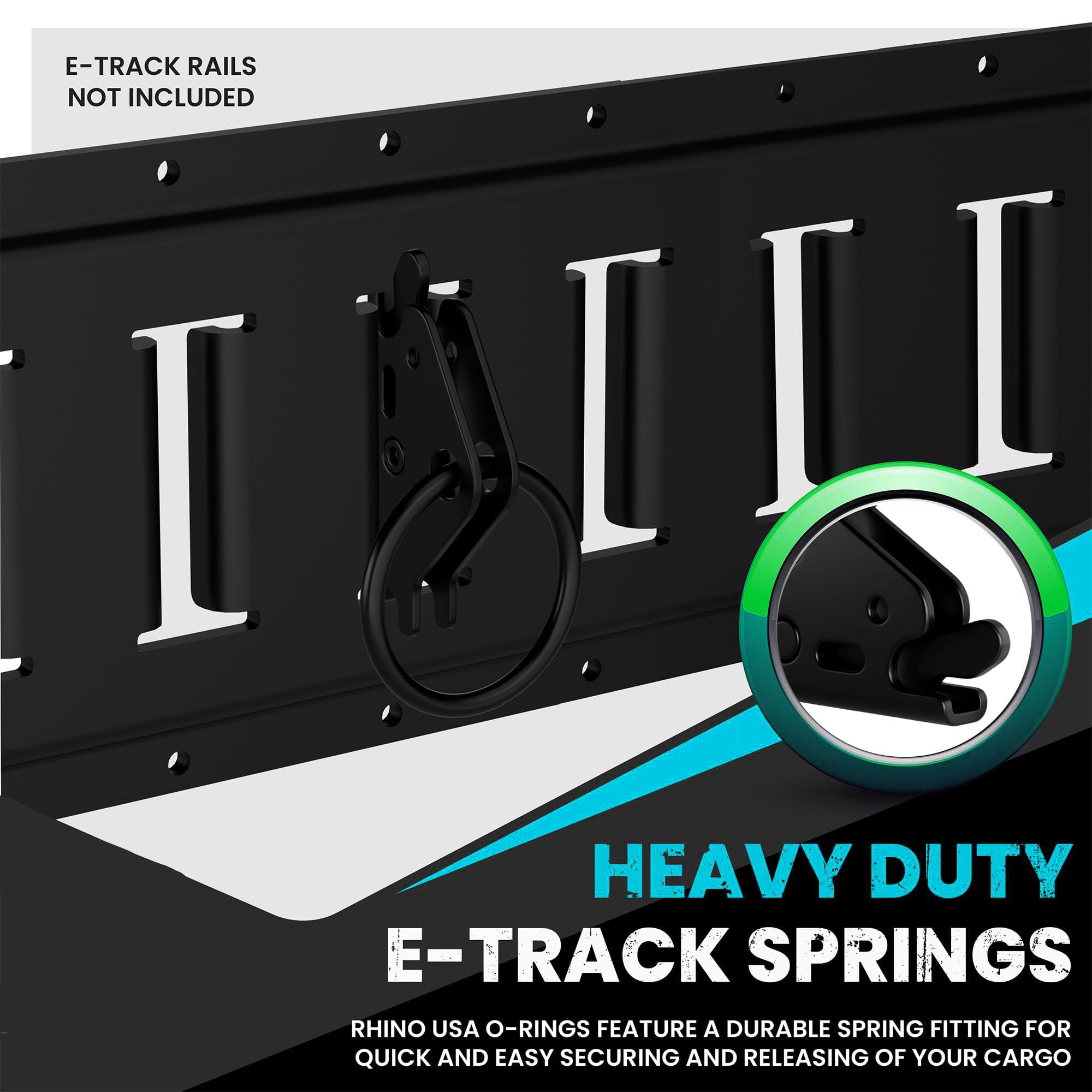 Unifizz E Track O-ring kotwice mocujące (10-pak) najlepsze akcesoria do e-tracków, system mocowania do mocowania motocykli, ładunków, przyczep i furgonetek do szyn E, czarne